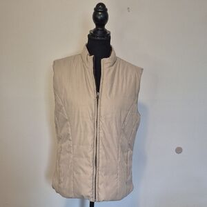 REVERSIBLE WOMEN'S TAN or BROWN Quilted Vest - L